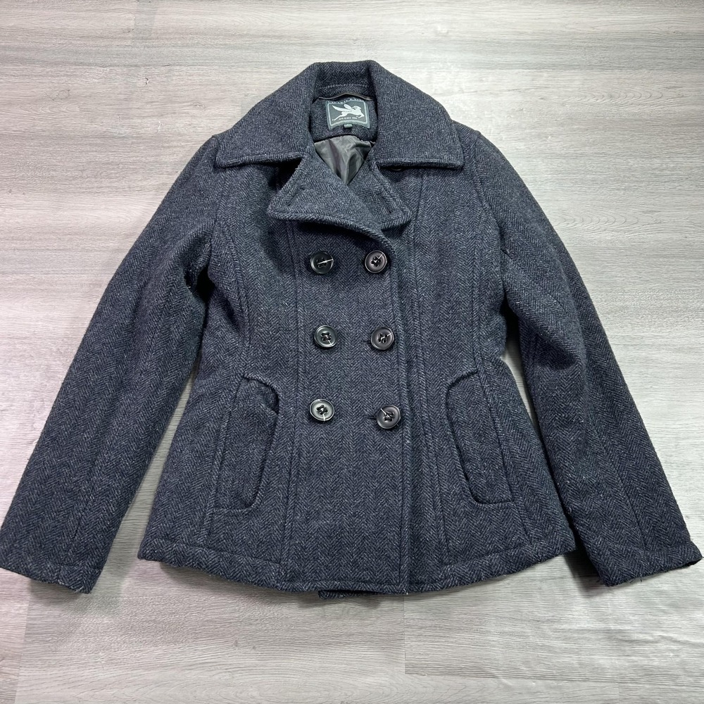 I. Spiewak‎ & Sons Coat Womens Small Gray Wool Herringbone Pea Jacket Thinsulate